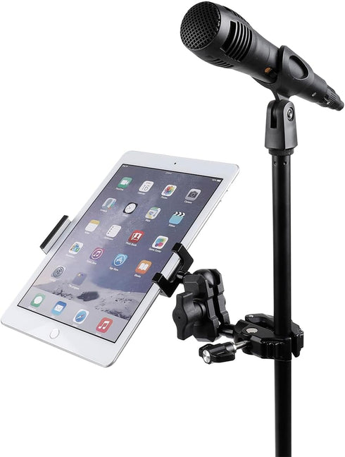 Aluminum Alloy Tablet Holder with 1" Ball Head, 360 Rotatable Tablet Mount for iPad and Other Devices from 4.7"-12.9",