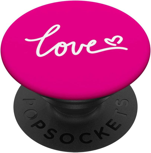 Pretty Cute Hot Pink Solid Heart Love Girly Design PopSockets PopGrip for Phones & Tablets