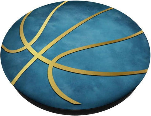 Golden Basketball on Vintage Blue PopSockets Swappable PopGrip