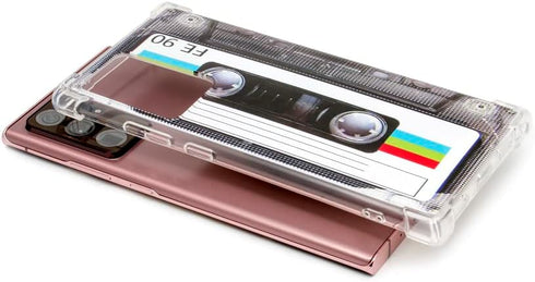 Galaxy Note 20 Ultra Case with Reinforced Corners, TPU Soft Bumper Retro Cassette Tape Case + Camera Lens Protector