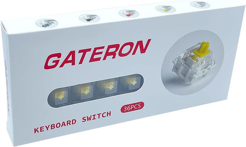 Kutethy Gateron Milky Yellow Pro V2 Switches, Pre-lubed Linear 5 Pin for All MX Mechanical Keyboards (36PCS, Milky