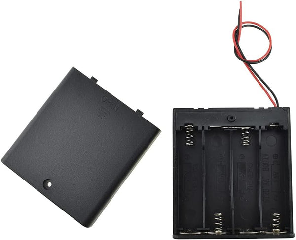 HAHIYO 6V AA Battery Holder Bundle with Wire, Sturdy Cover, Flexible Springs, Built-in Switch, 3 Pieces for Wall