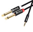 Devinal 3.5mm TRS to Dual 1/4" (6.35mm) TS Y-Cable, 1/8" to Two 6.35mm Mono Stereo Splitter Cord, 3FT