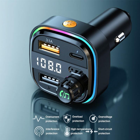 Ti Cow Mp3 New Multi-Functional Vehicle-Mounted Bluetooth Player Car FM Transmitter Hands-Free Calling PD Fast Charger