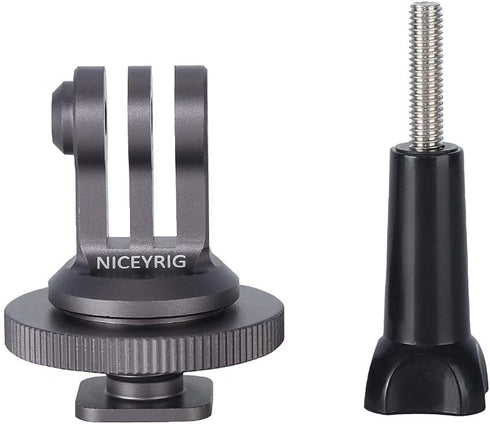 NICEYRIG Hot Shoe Mount Adapter for GoPro Hero 10/9/8/7/6/5, Compatible with Tripod and DSLR Camera