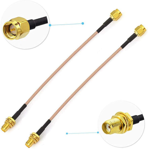 BINGFU SMA Female Bulkhead Mount to SMA Male RG316 Antenna Extension Cable, 6 inch 2-Pack