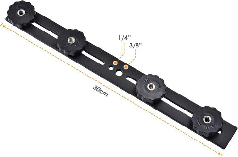 UTEBIT 11 inch Flash Bracket, Long Dual Camera Mount Extension Bar with 1/4“ Hot Shoe for Camera/LED Light