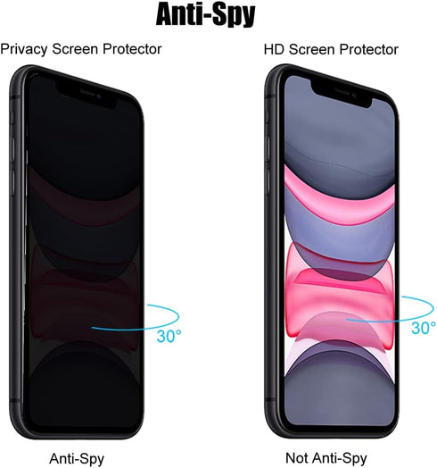 3 Pack Privacy Screen Protector for iPhone XR (6.1") / iPhone 11 (6.1") - Anti Spy Private Tempered Glass