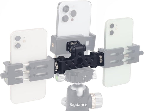 Rigdance 180-degree Triple Phone Holder Tripod Mount Adaptor | Tilt Head | Vlogging Live Streaming Tool for Camera