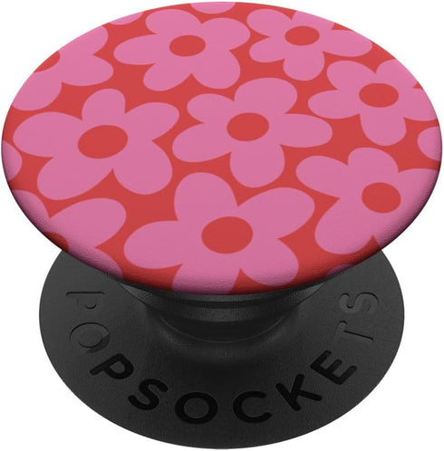 Cute Pink Aesthetic Floral Retro Daisy PopSockets Standard PopGrip for Women