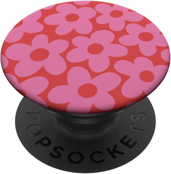 Cute Pink Aesthetic Floral Retro Daisy PopSockets Standard PopGrip for Women