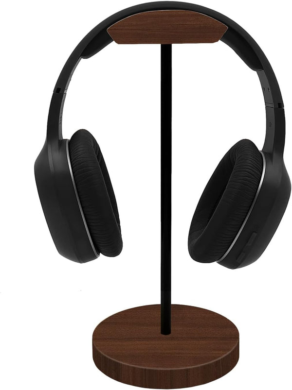 Headphone Holder Stand for Desk, Wood and Metal Gaming Holder with Solid Wooden Base for All Headsets