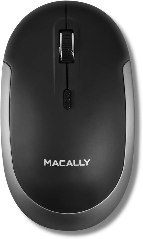 Macally Wireless Bluetooth Mouse for Mac, MacBook Pro/Air, iPad, and PC - Comfortable Quiet Click Mouse - Space Gray