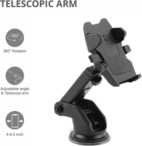Phone Holders for Car Windshield/Dashboard, One Touch Technology Phone Stand, Universal Cradle for Smartphones