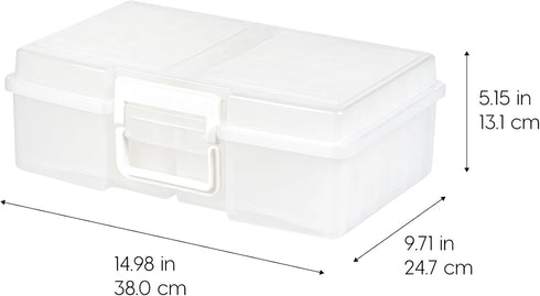 IRIS USA 4"x 6" Photo Storage Box - 2-Pack Container Keeper Organizer with 12 Cases for Pictures Crafts