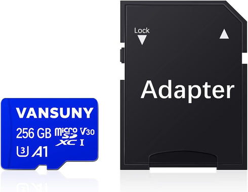 Vansuny Micro SD Card 256GB microSDXC Memory Card with SD Adapter A1 App Performance V30 4K Video Recording C10 U3 Micro SD for Phone, Security Camera, Dash Cam, Action Camera