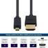 Duttek Extreme Thin Coiled Micro HDMI to HDMI Cable 6FT/1.8M, Compatible 4K@60Hz, 1080P, 3D, and Audio Return