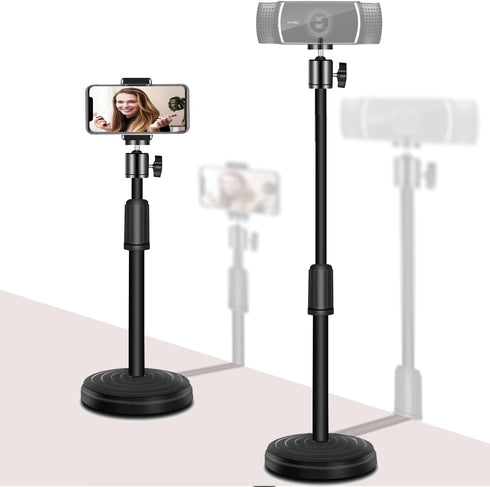 Knatpunff Webcam Stand with Phone Holder, Adjustable Height Desk Camera Mount for Logitech