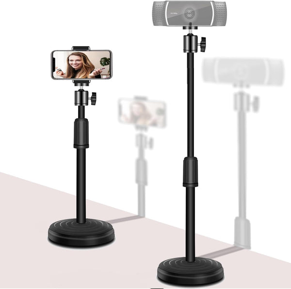 Knatpunff Webcam Stand with Phone Holder, Adjustable Height Desk Camera Mount for Logitech