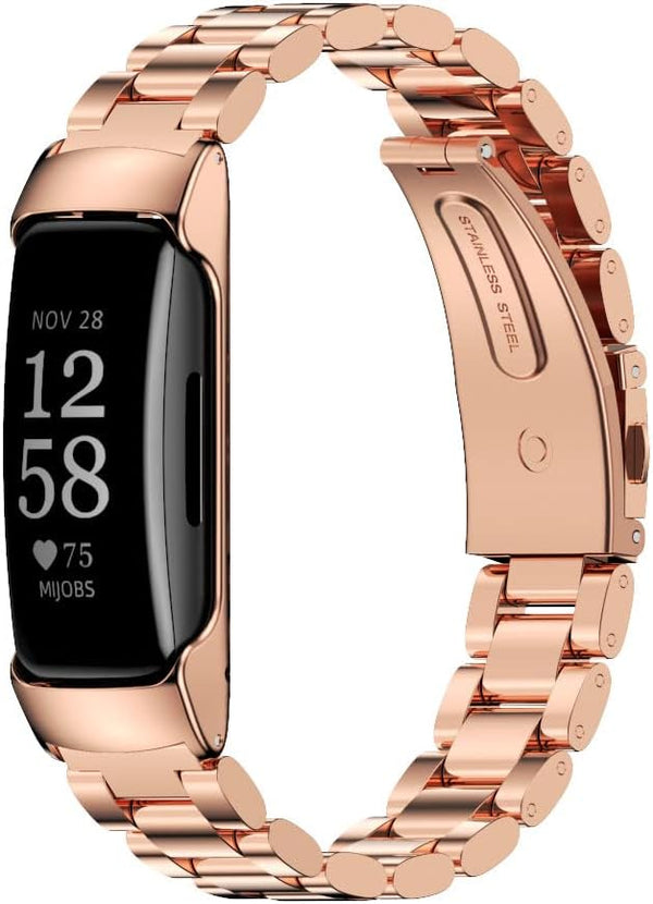 MIJOBS Stainless Steel Strap for Fitbit Inspire 2, Waterproof Metal Band Replacement for Women Men