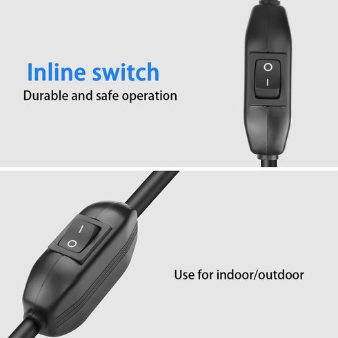 TEWOXIN 0.6M C14 C5 (10A 250V) (0.6M C14 C5 IEC to Power Cord with On/Off Switch for Laptop Power Supply, Projector