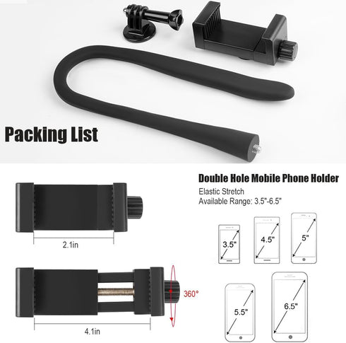 Flex Mount Stroller Phone Holder Selfie Stick Gooseneck for Treadmill Bike Shopping Cart Boat Smartphone Suitable with GoPro Hero 12/11/10/9/8/7/6/5/4 AKASO Insta360