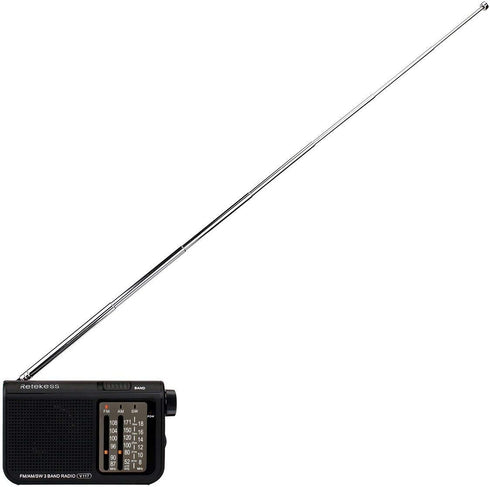 Retekess V117 Portable Radios - AM FM Shortwave Radio with Clear Dial, Best Reception for Seniors (Black)