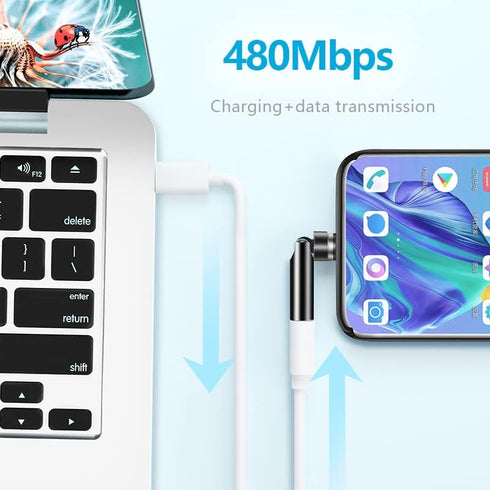 2 Pack Magnetic USB C Adapter, 540 Degree Rotation 3 in 1 USB C Magnetic Adapter QC 3.0 Fast Charging, Black