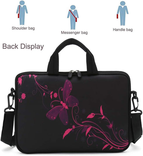 RICHEN Laptop Shoulder Bag, Neoprene Soft Carrying Travel Case with Accessories Pocket for 14-15.6 inch Notebook (Nice