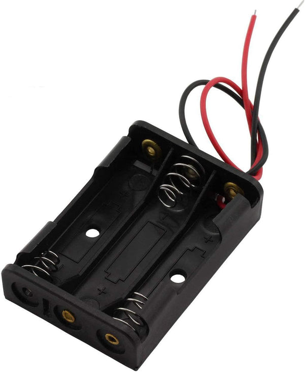 6 Pieces 3 Slots AAA Battery Case Holder, 1.5V Battery Spring Clip Storage Box with 6 inches Wire Leads