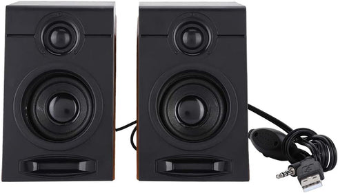 Portable Computer Speakers - Wired Pair 3in Stereo HiFi Multimedia PC Subwoofer with Non Slip Mat