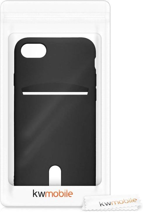 kwmobile Case for Apple iPhone SE (2022), SE (2020), iPhone 8, iPhone 7, Black Soft TPU Phone Cover with Card Holder