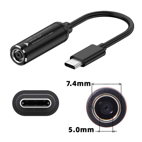 cablecc 7.4x5.0mm Input DC Jack to USB-C Type-C Power Plug Charge Cable for PD 9V 15V 20V 65W Laptop Phone