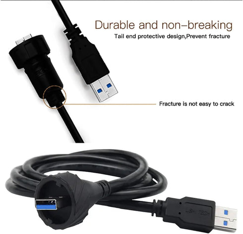 PENGLIN Waterproof USB 3.0 Cable, Male to Female Panel Mount Connector with Extension Cable Set