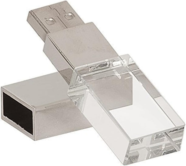 HOPAS New Crystal Transparent Rectangle Genuine USB Flash Drive Wedding Gift Pen Drive,Silver