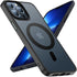Mgnaooi iPhone 13 Pro Case, Black Translucent Matte Back with Aluminum Alloy Keys, MIL-Grade Shockproof