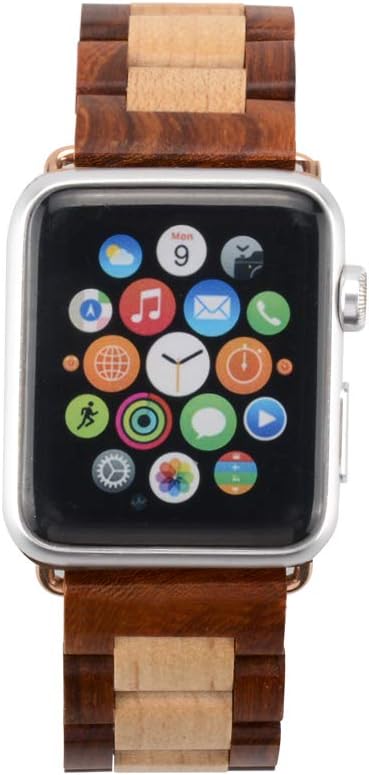 Wooden Watch Band for Apple Watch, Natural Hardwood Strap for iWatch Series 8,7,6,5,4,3,2,1 (Sandal + Maple)