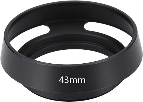 Camera Lens Hood, 43mm Black Metal Lens Hood with Plastic Lenses for Leica Photography Accessory