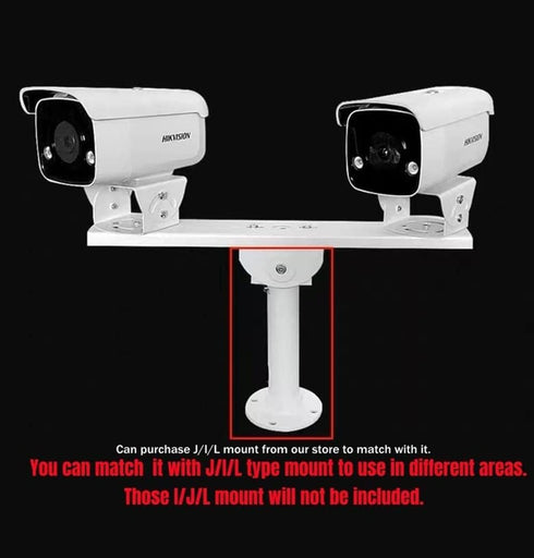 Security Camera Mount Holder for Double Surveillance Camera, Metal Steel One to Two Horizontal Cross Bar Dual Camera