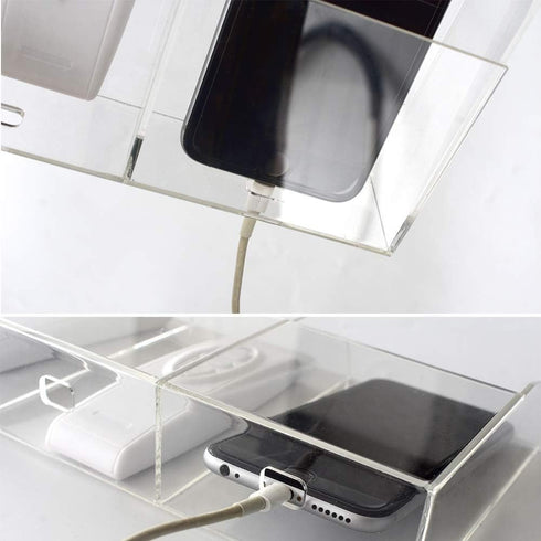 VANCORE Clear Wall Mounted Charging Phone Holder Smart Phone Station with 3 Holes