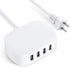 USB Charging Station 4 Port, BULL USB Charger Block, Wall Charger Cable White 6ft for Multiple Devices