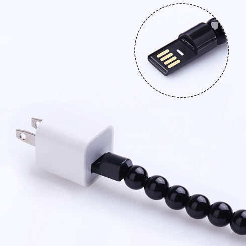 UKCOCO USB Type C Cable, 2 Pack - Bead Bracelet USB Data Sync Fast Charging Cable for S9 S8 Note 9 8, V20 V30 G5 (Black
