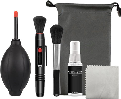 6 in 1 Dust Swiping Air Blower Brush Pen Cloth Cleaning Kit for Digital Video Camera, Computer, Phone Screen Lens