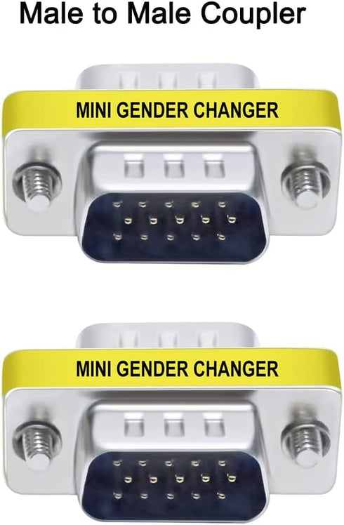DTECH 3-Pack VGA Connector Female to Female Gender Changer, Male to Female Adapter, Male to Male Coupler