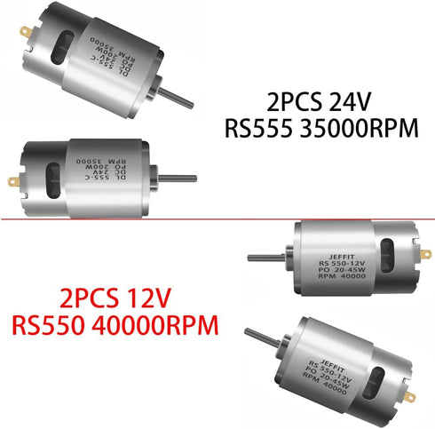 12V 18V 20V 24V 2PCS (12VRS550 40000RPM) JRRXM Pair of Fast Drive Motor High Speed Engine for Kid's Power Wheels Ride