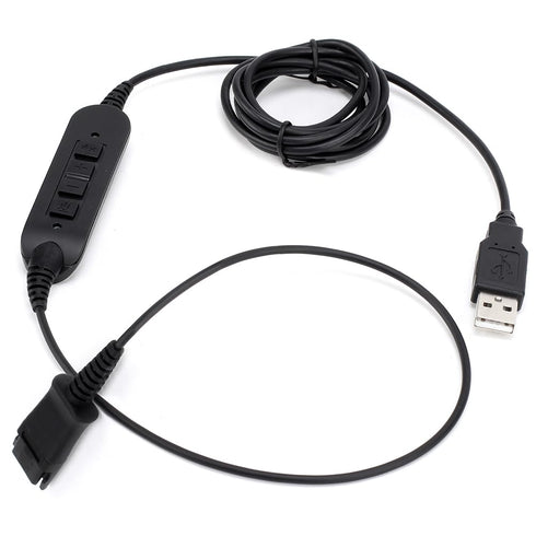 VT QD to USB Adapter Cable, Compatible with Plantronic-Poly QD Headset, Volume Control and Mute Microphone