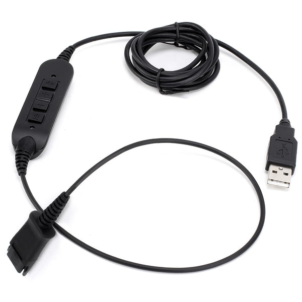 VT QD to USB Adapter Cable, Compatible with Plantronic-Poly QD Headset, Volume Control and Mute Microphone