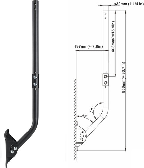 PIBIDI Adjustable Antenna & Weather Station Mounting Pole, Universal Mount Brackets, Easy Installation, Weather Proof