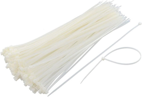 TrendBox 500 White Self-Locking Nylon Plastic Cable Cord Zip Ties, Size: 4x250mm/10 inches, Durable Indoor Outdoor
