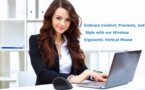 Wireless Ergonomic Vertical Mouse for Large Hands, Rechargeable Big Quiet Silent Ergo Blue LED Light, 3600DPI for PC